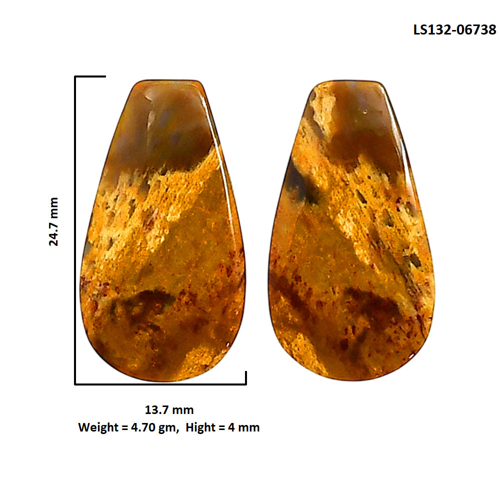Plume Agate Pair 13.7x24.7x4 mm Fancy Shape Polished Gemstone LS132-06738