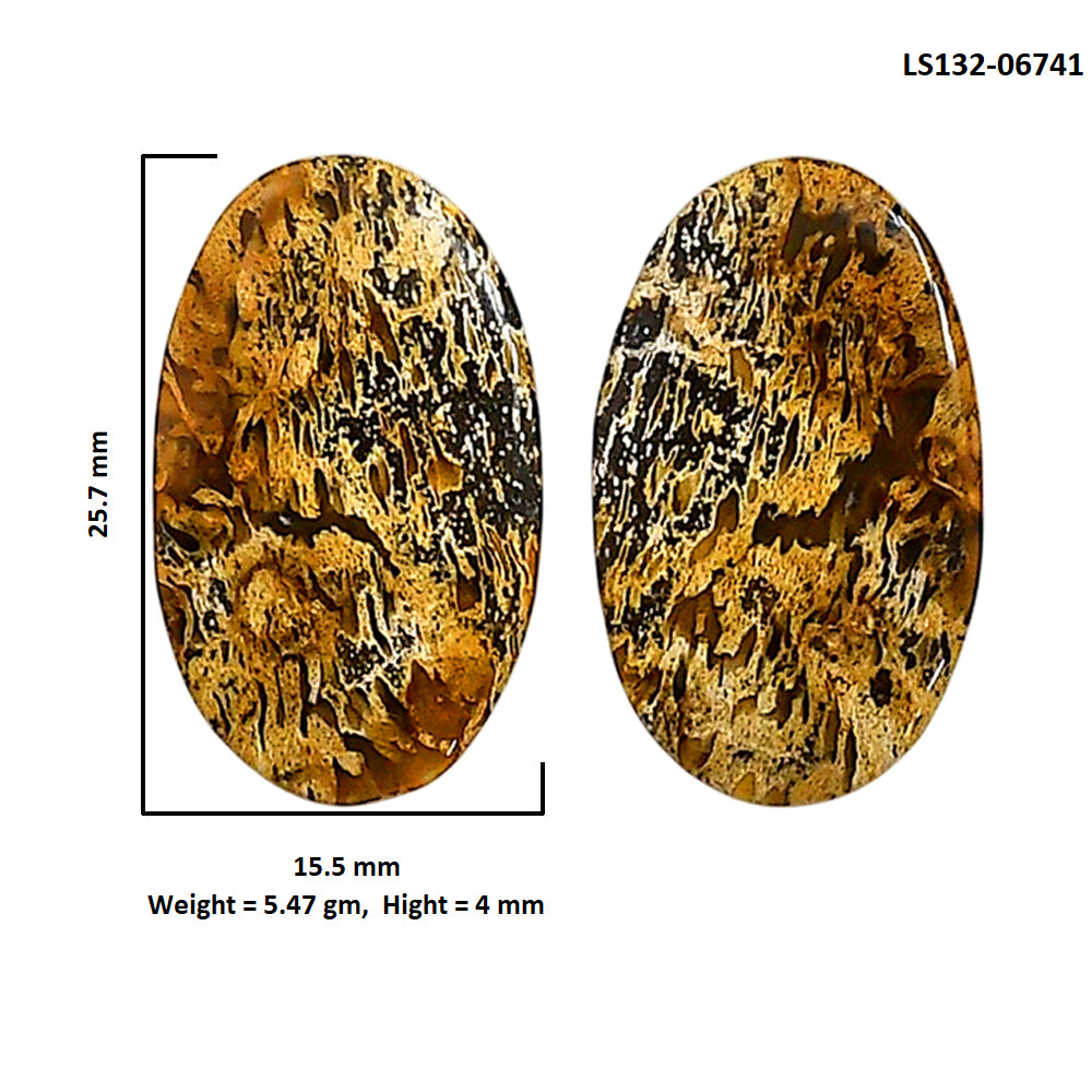 Plume Agate Pair 15.5x25.7x4 mm Oval Shape Polished Gemstone LS132-06741