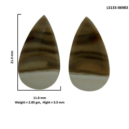 Flint Stone Pair 11.8x21.4x3.5 mm Pear Shape Polished Gemstone LS133-06983
