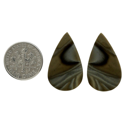 Flint Stone Pair 15.9x26.6x4 mm Pear Shape Polished Gemstone LS133-06986