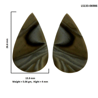 Flint Stone Pair 15.9x26.6x4 mm Pear Shape Polished Gemstone LS133-06986