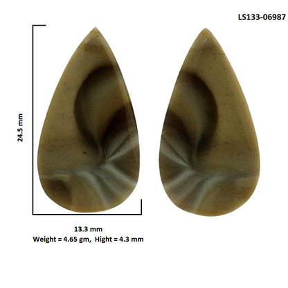 Flint Stone Pair 13.3x24.5x4.3 mm Pear Shape Polished Gemstone LS133-06987