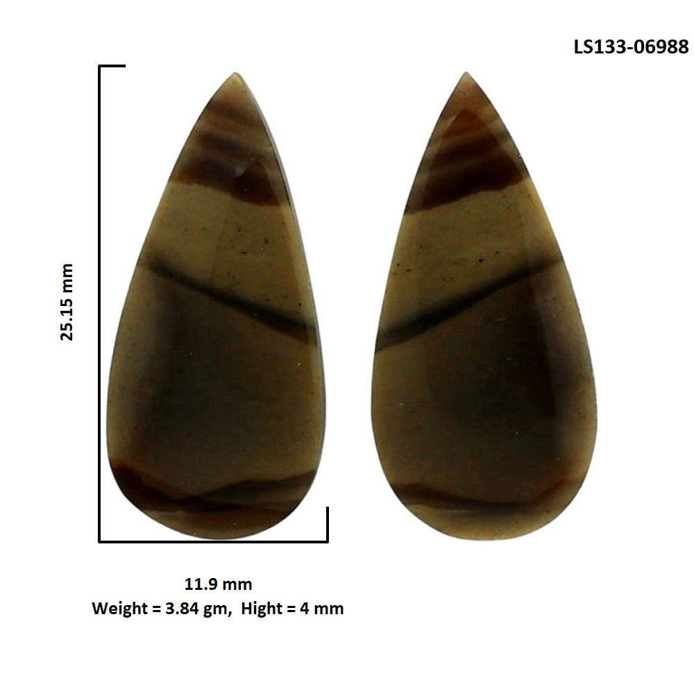 Flint Stone Pair 11.9x25.15x4 mm Pear Shape Polished Gemstone LS133-06988
