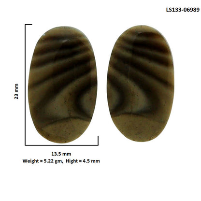 Flint Stone Pair 13.5x23x4.5 mm Oval Shape Polished Gemstone LS133-06989