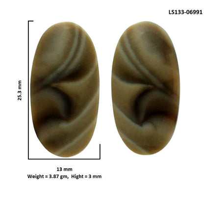 Flint Stone Pair 13x25.3x3 mm Oval Shape Polished Gemstone LS133-06991