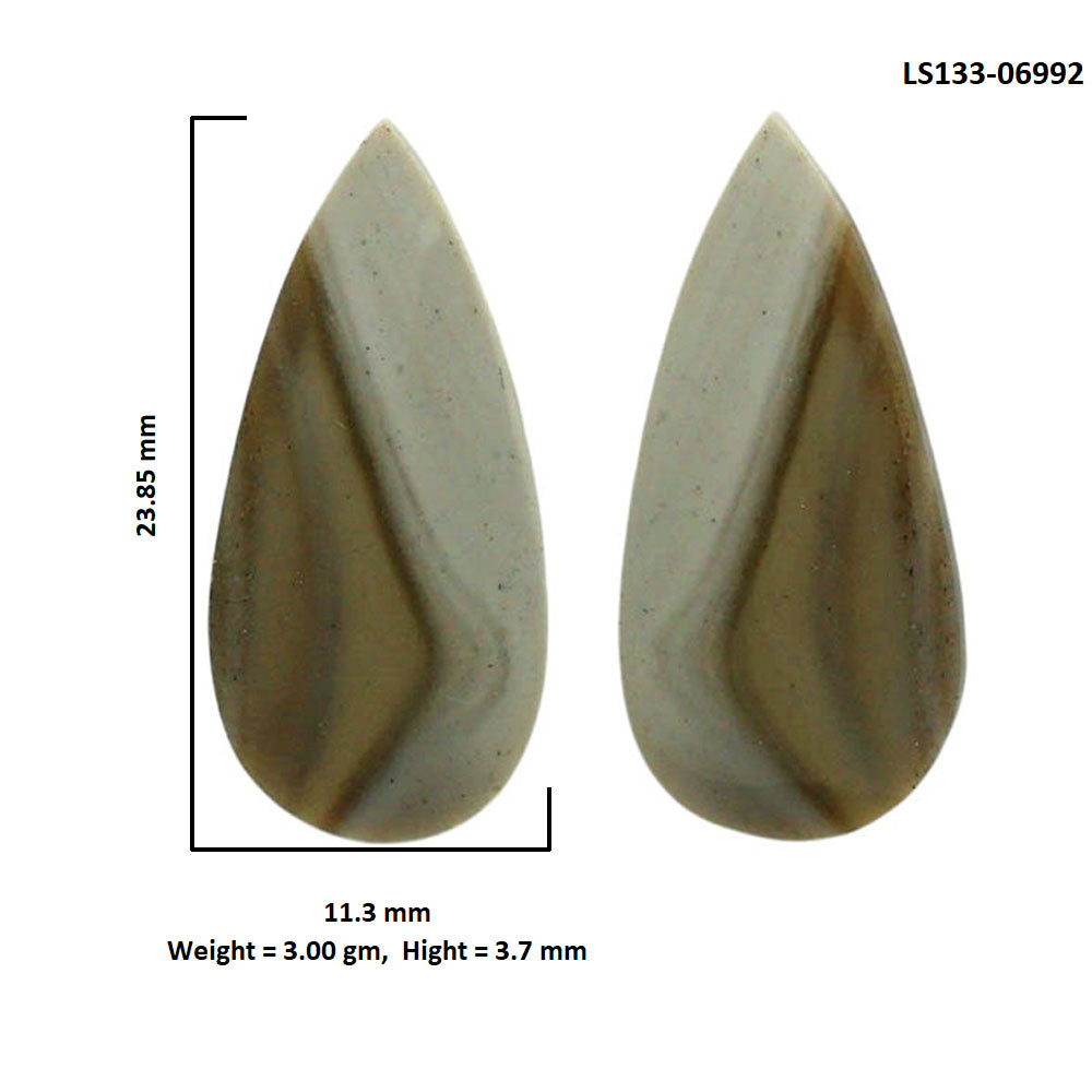 Flint Stone Pair 11.3x23.85x3.7 mm Pear Shape Polished Gemstone LS133-06992