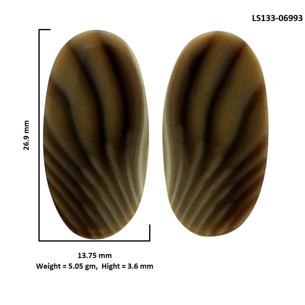 Flint Stone Pair 13.75x26.9x3.6 mm Oval Shape Polished Gemstone LS133-06993