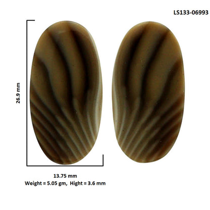 Flint Stone Pair 13.75x26.9x3.6 mm Oval Shape Polished Gemstone LS133-06993