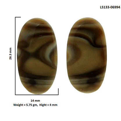 Flint Stone Pair 14x26.3x4 mm Oval Shape Polished Gemstone LS133-06994