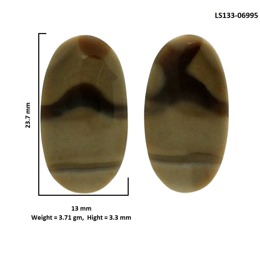 Flint Stone Pair 13x23.7x3.3 mm Oval Shape Polished Gemstone LS133-06995