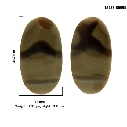 Flint Stone Pair 13x23.7x3.3 mm Oval Shape Polished Gemstone LS133-06995