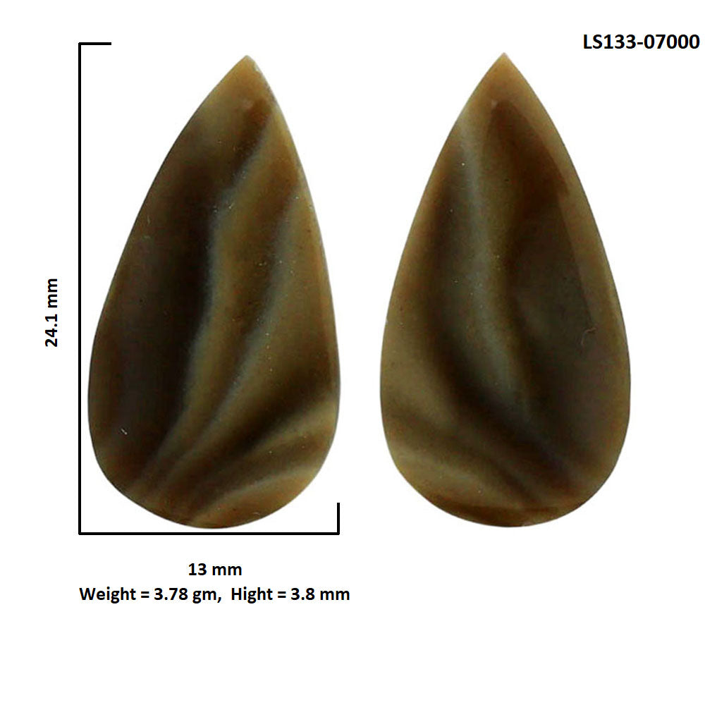 Flint Stone Pair 13x24.1x3.8 mm Pear Shape Polished Gemstone LS133-07000