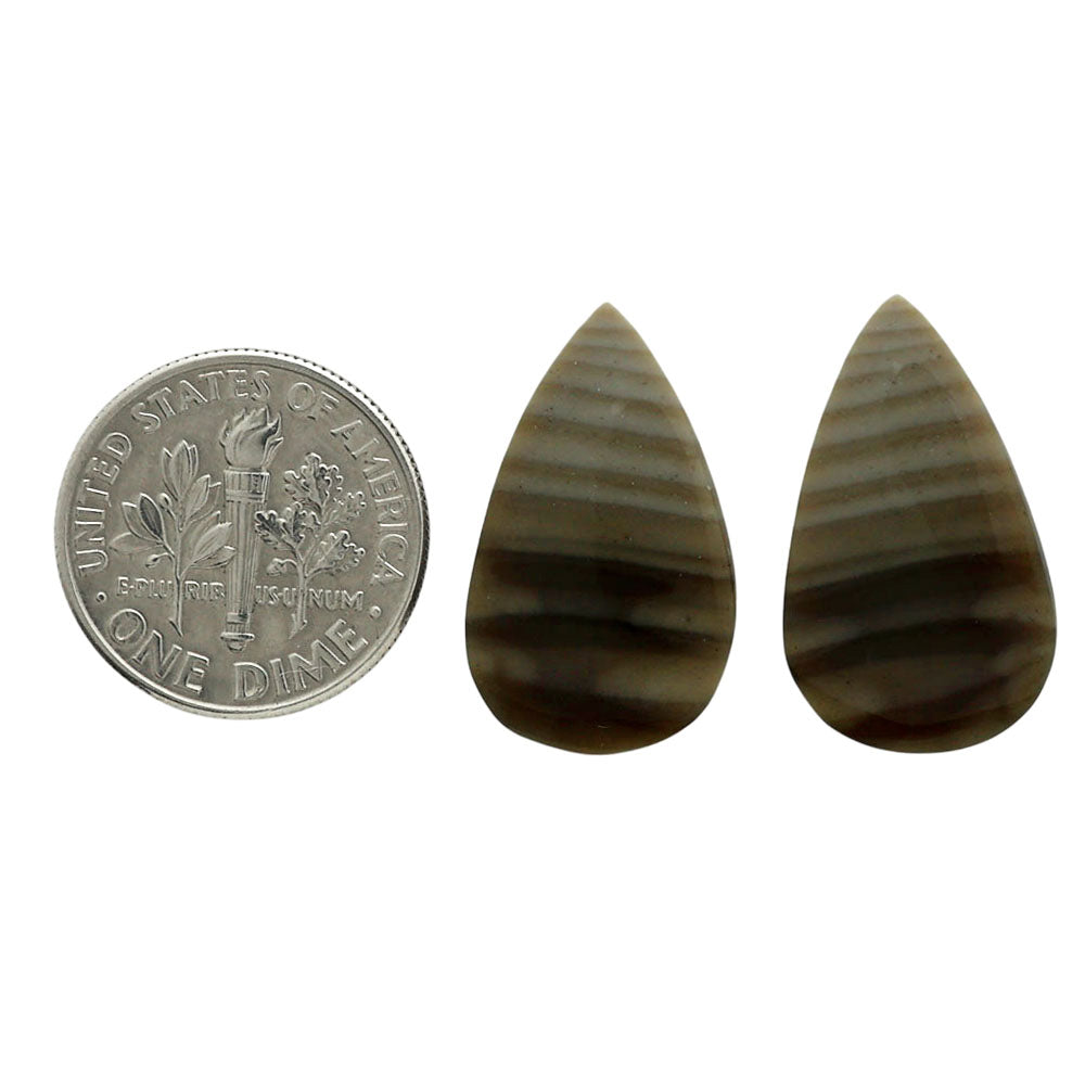 Flint Stone Pair 13.1x21.8x3.5 mm Pear Shape Polished Gemstone LS133-07003