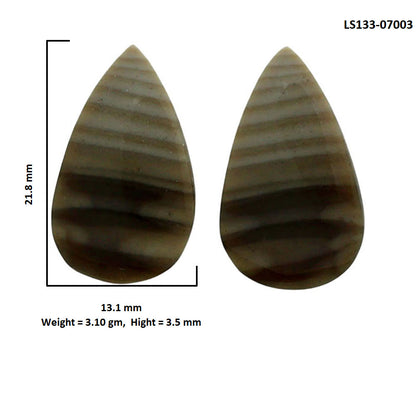 Flint Stone Pair 13.1x21.8x3.5 mm Pear Shape Polished Gemstone LS133-07003
