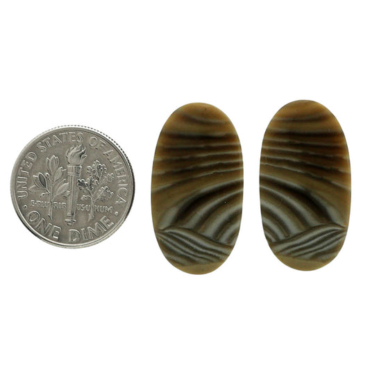 Flint Stone Pair 13.15x24.45x4 mm Oval Shape Polished Gemstone LS133-07004