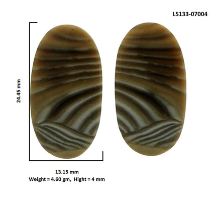 Flint Stone Pair 13.15x24.45x4 mm Oval Shape Polished Gemstone LS133-07004