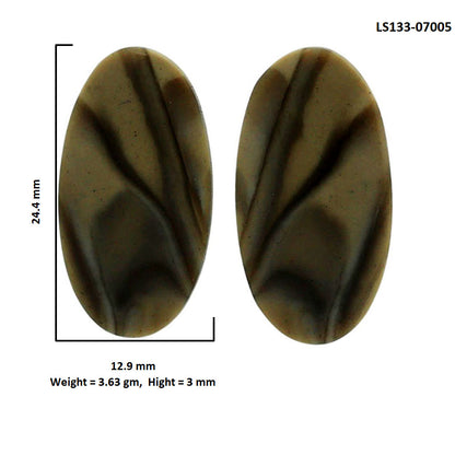 Flint Stone Pair 12.9x24.4x3 mm Oval Shape Polished Gemstone LS133-07005