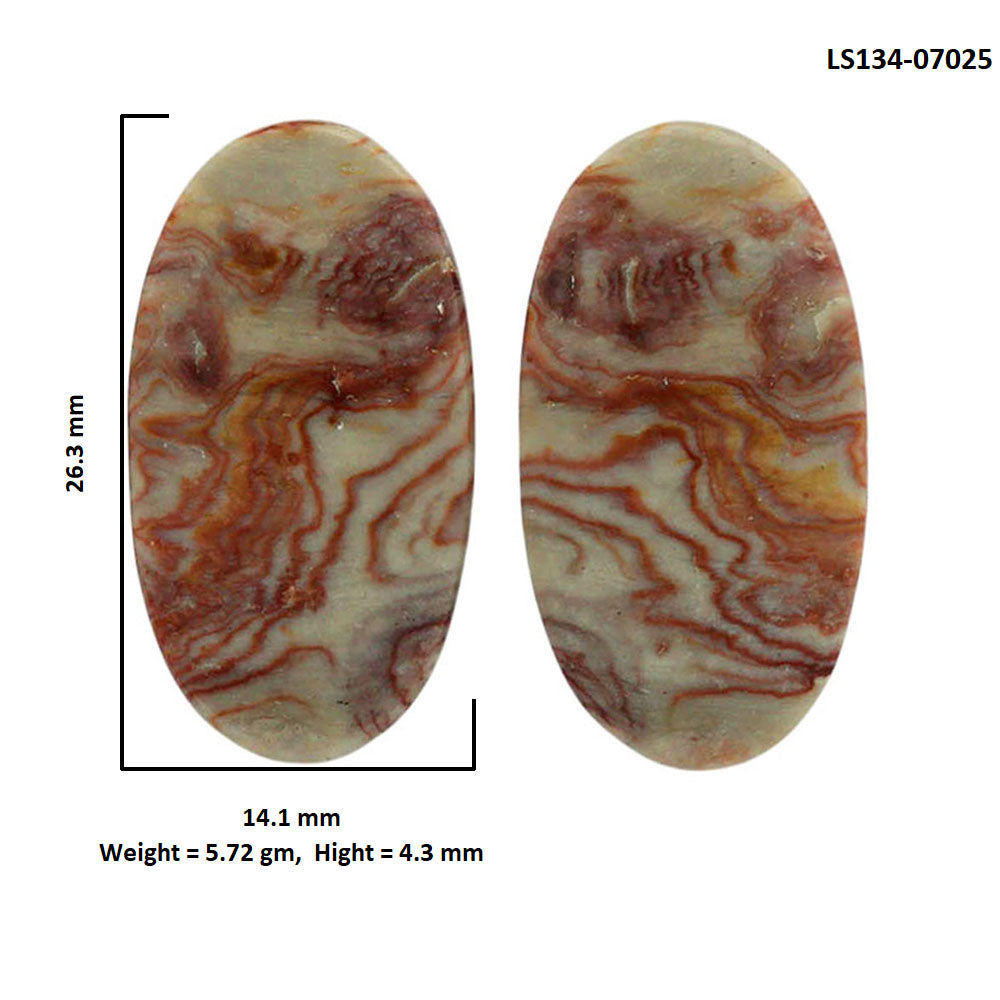 Wave Dolomite Pair 14.1x26.3x4.3 mm Oval Shape Polished Gemstone LS134-07025