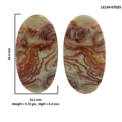 Wave Dolomite Pair 14.1x26.3x4.3 mm Oval Shape Polished Gemstone LS134-07025