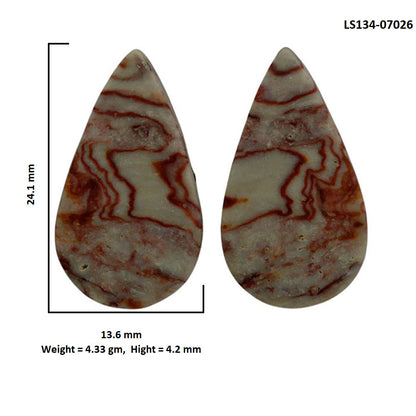 Wave Dolomite Pair 13.6x24.1x4.2 mm Pear Shape Polished Gemstone LS134-07026