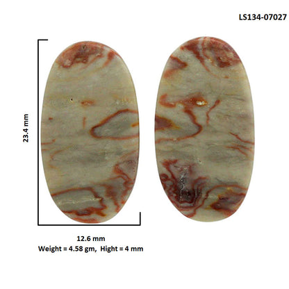 Wave Dolomite Pair 12.6x23.4x4 mm Oval Shape Polished Gemstone LS134-07027