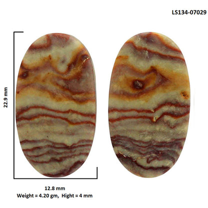 Wave Dolomite Pair 12.8x22.9x4 mm Oval Shape Polished Gemstone LS134-07029