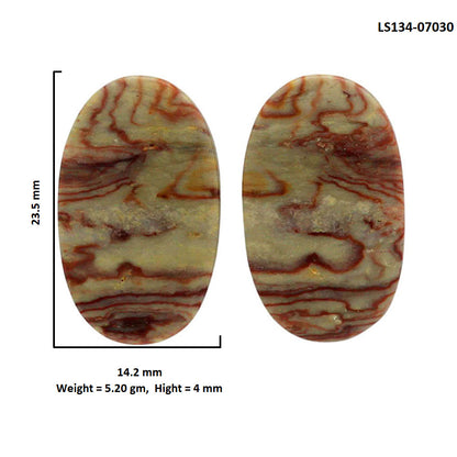 Wave Dolomite Pair 14.2x23.5x4 mm Oval Shape Polished Gemstone LS134-07030
