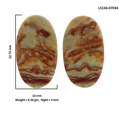 Wave Dolomite Pair 13x22.75x4 mm Oval Shape Polished Gemstone LS134-07034