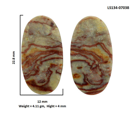 Wave Dolomite Pair 12x22.8x4 mm Oval Shape Polished Gemstone LS134-07038