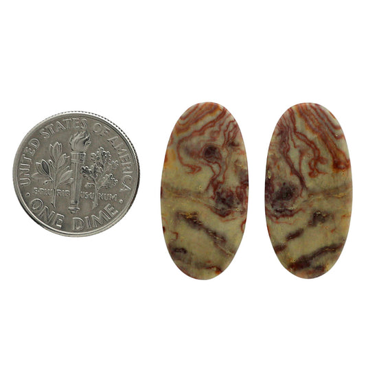 Wave Dolomite Pair 12.3x24.9x3.5 mm Oval Shape Polished Gemstone LS134-07039