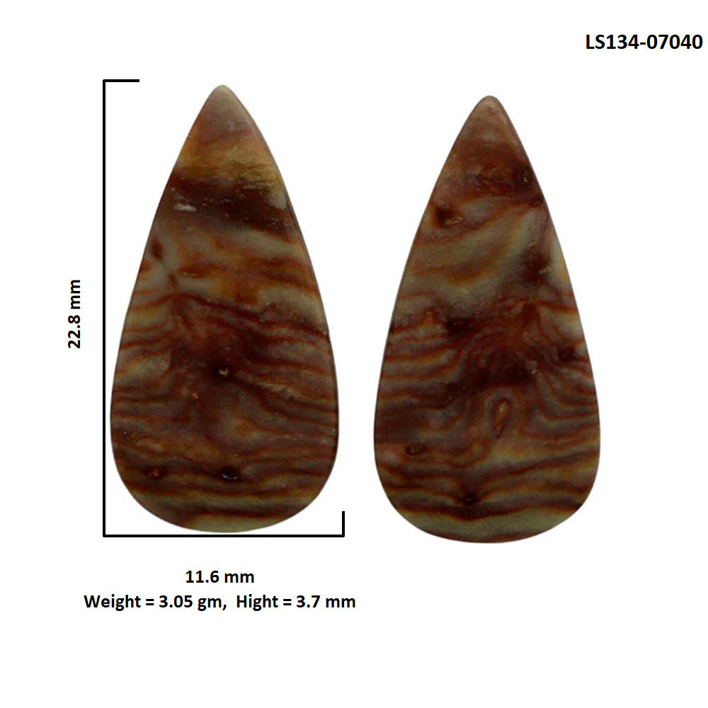 Wave Dolomite Pair 11.6x22.8x3.7 mm Pear Shape Polished Gemstone LS134-07040