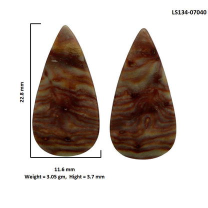 Wave Dolomite Pair 11.6x22.8x3.7 mm Pear Shape Polished Gemstone LS134-07040