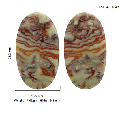 Wave Dolomite Pair 13.5x24.2x3.3 mm Oval Shape Polished Gemstone LS134-07042