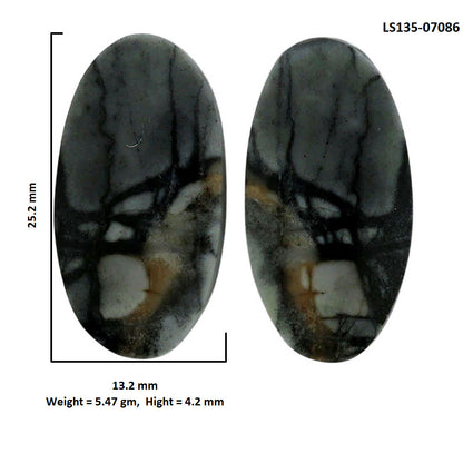 Picasso Jasper Pair 13.2x25.2x4.2 mm Oval Shape Polished Gemstone LS135-07086