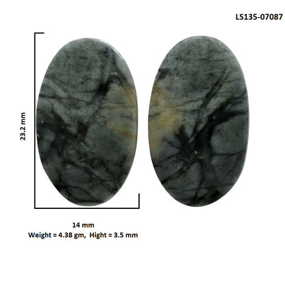 Picasso Jasper Pair 14x23.2x3.5 mm Oval Shape Polished Gemstone LS135-07087