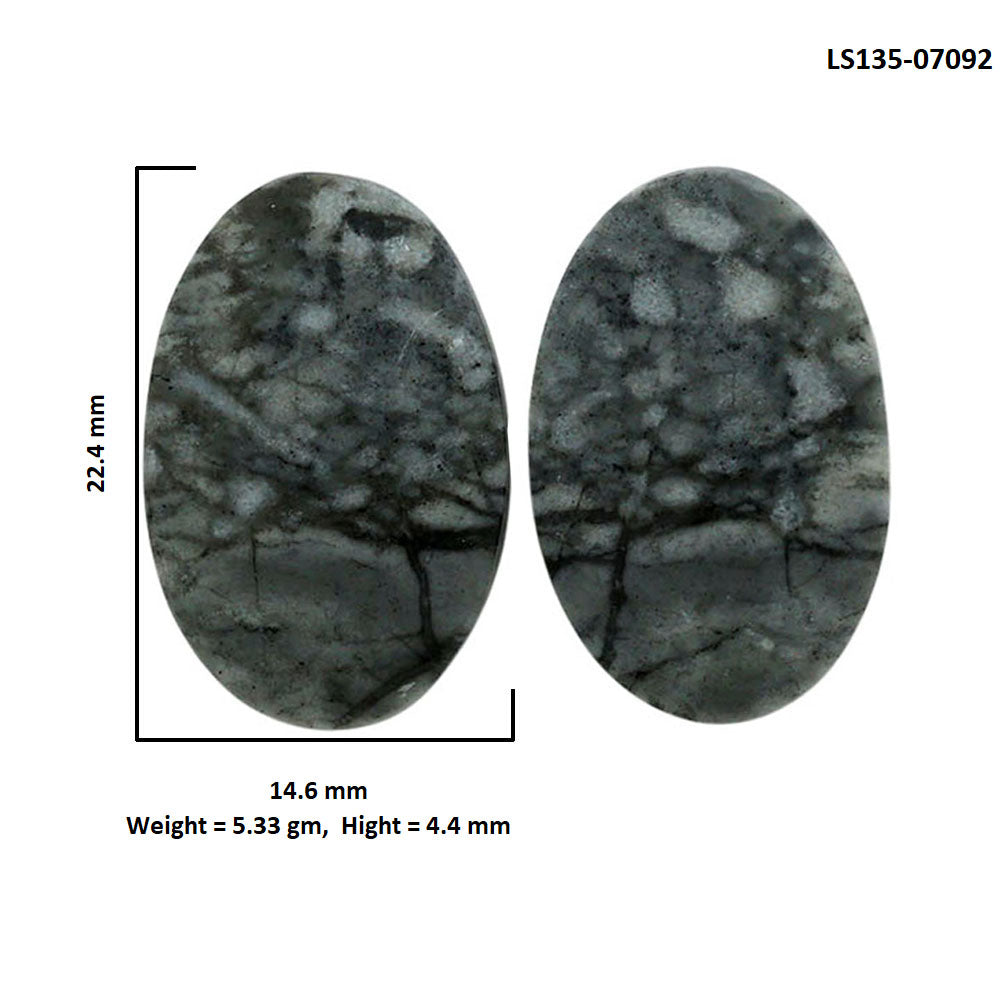 Picasso Jasper Pair 14.6x22.4x4.4 mm Oval Shape Polished Gemstone LS135-07092