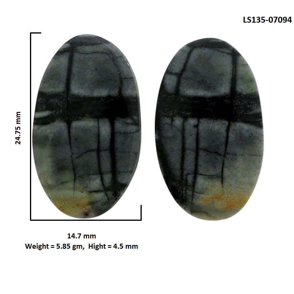 Picasso Jasper Pair 14.7x24.75x4.5 mm Oval Shape Polished Gemstone LS135-07094