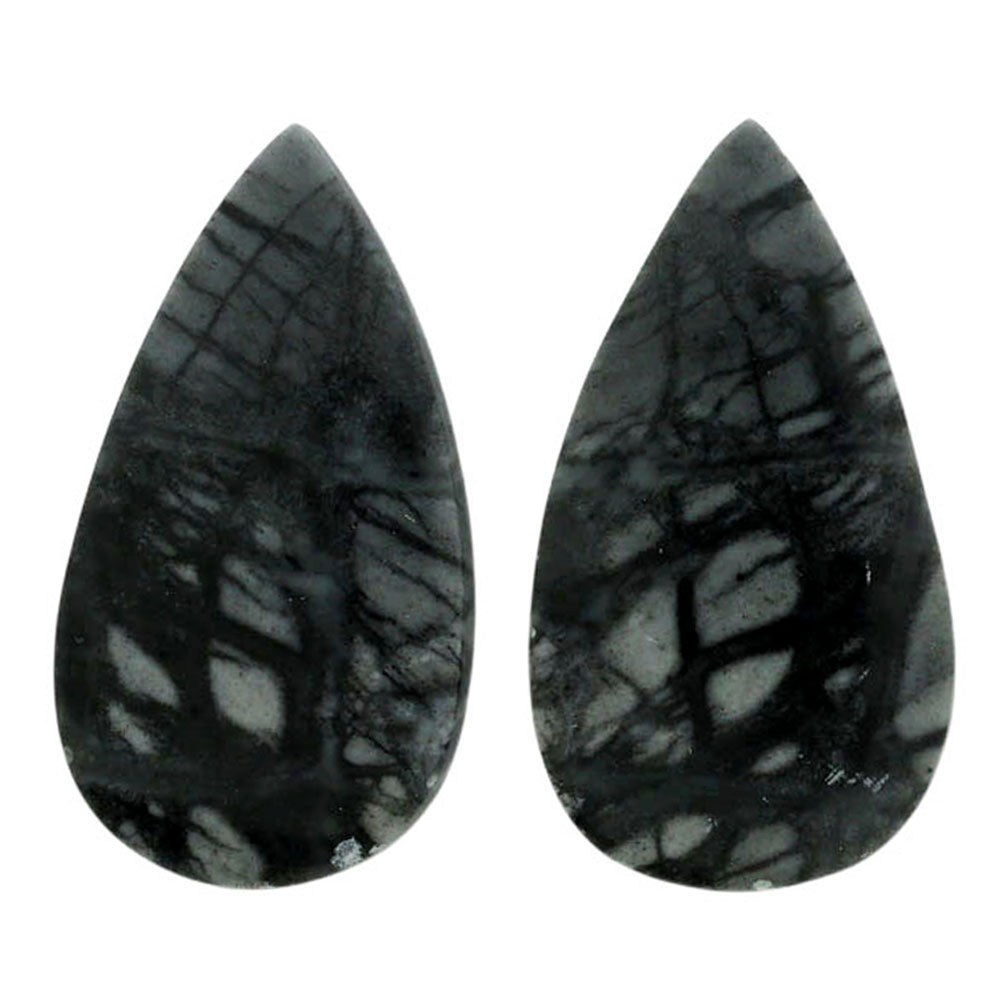 Picasso Jasper Pair 14.8x26.8x3.8 mm Pear Shape Polished Gemstone LS135-07099