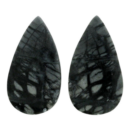 Picasso Jasper Pair 14.8x26.8x3.8 mm Pear Shape Polished Gemstone LS135-07099