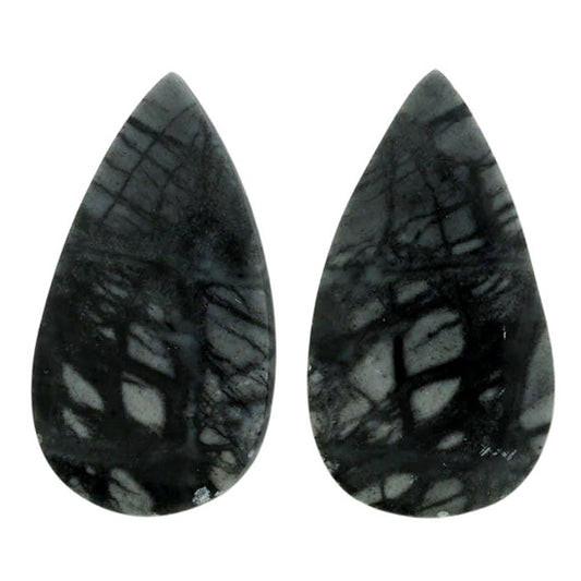 Picasso Jasper Pair 14.8x26.8x3.8 mm Pear Shape Polished Gemstone LS135-07099