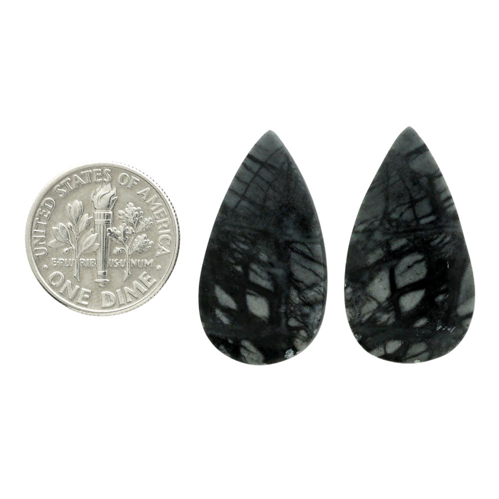 Picasso Jasper Pair 14.8x26.8x3.8 mm Pear Shape Polished Gemstone LS135-07099