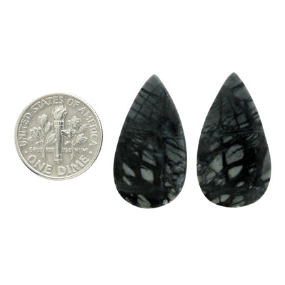 Picasso Jasper Pair 14.8x26.8x3.8 mm Pear Shape Polished Gemstone LS135-07099