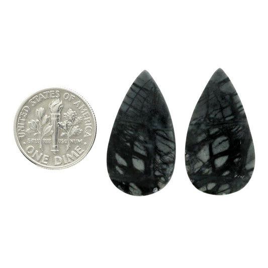 Picasso Jasper Pair 14.8x26.8x3.8 mm Pear Shape Polished Gemstone LS135-07099