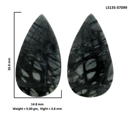 Picasso Jasper Pair 14.8x26.8x3.8 mm Pear Shape Polished Gemstone LS135-07099