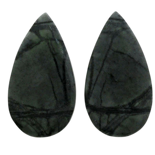 Picasso Jasper Pair 14.7x27x3.5 mm Pear Shape Polished Gemstone LS135-07101