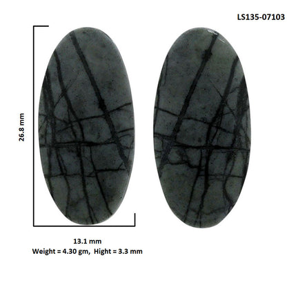 Picasso Jasper Pair 13.1x26.8x3.3 mm Oval Shape Polished Gemstone LS135-07103