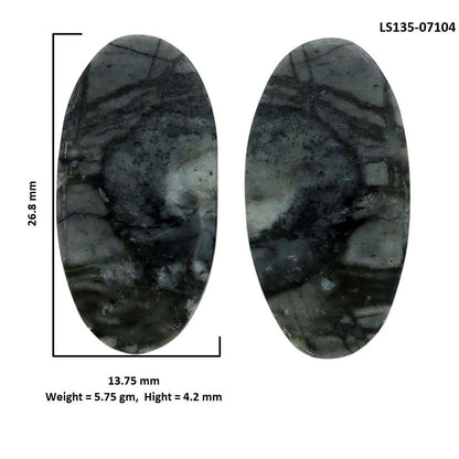 Picasso Jasper Pair 13.75x26.8x4.2 mm Oval Shape Polished Gemstone LS135-07104