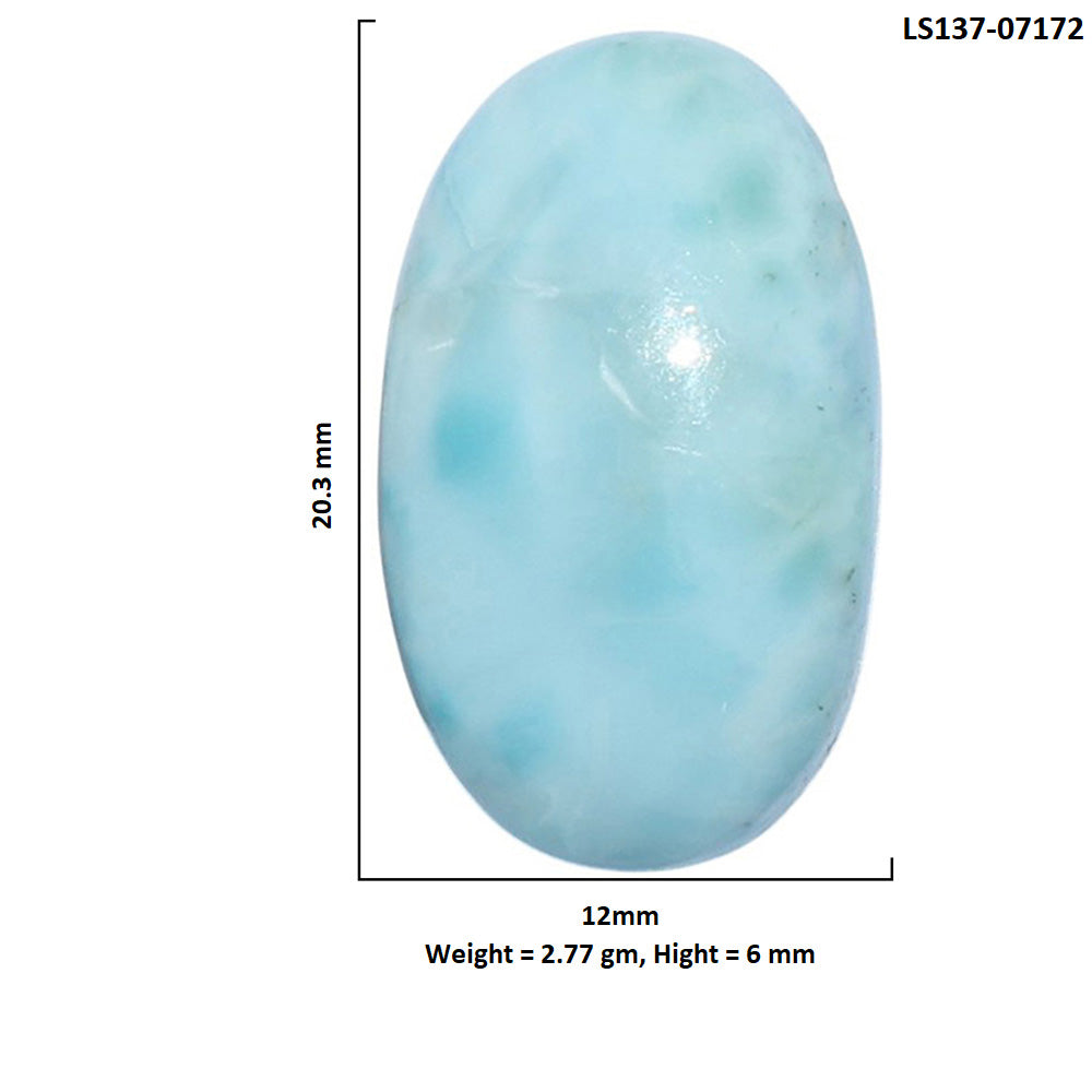 Larimar (Dominican Republic) 12x20.3x6 mm Oval Shape Polished Gemstone LS137-07172