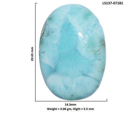 Larimar (Dominican Republic) 14.3x20.65x5.5 mm Oval Shape Polished Gemstone LS137-07181