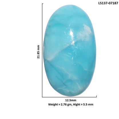 Larimar (Dominican Republic) 12.5x21.85x5.5 mm Oval Shape Polished Gemstone LS137-07187